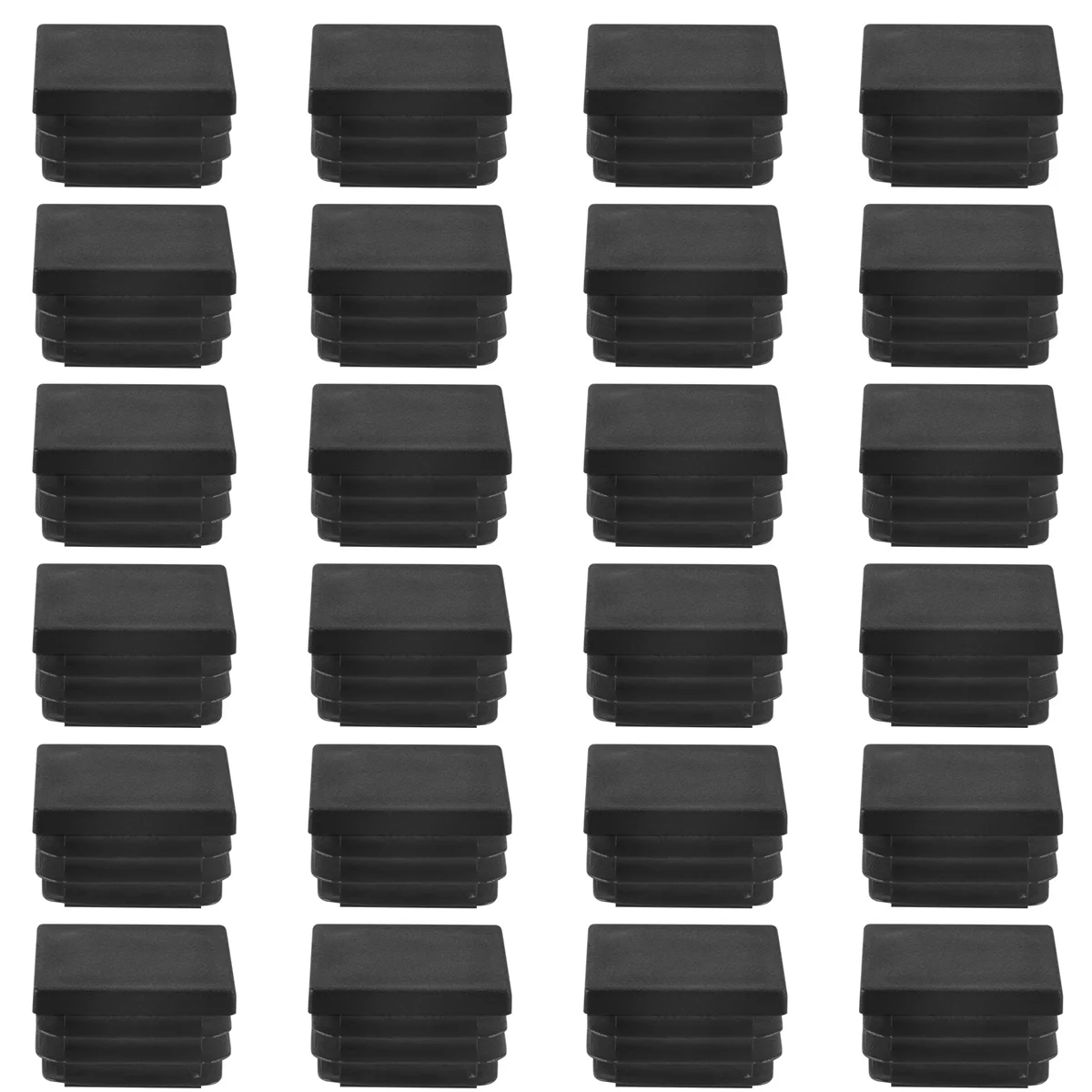 On sale 24 Pcs 30mm x 30mm Plastic Ribbed Square End Caps Tube Insert Black