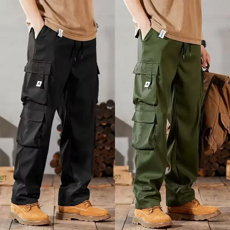 2024 New Men's Loose-Fit Straight-Leg Cargo Pants Multi-Pocket Vintage Work Pants Trendy Versatile Casual Pants Spring Autumn