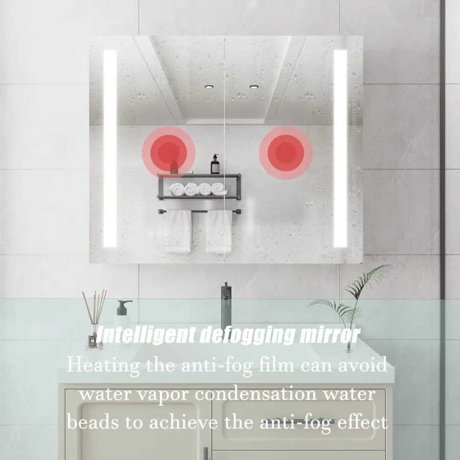 

36 x 30 inch Medicine Cabinet with LED Vanity Mirror AntiFog Dimmable Recessed or Surface Mount Aluminum 3000K6000K Lighted Dou
