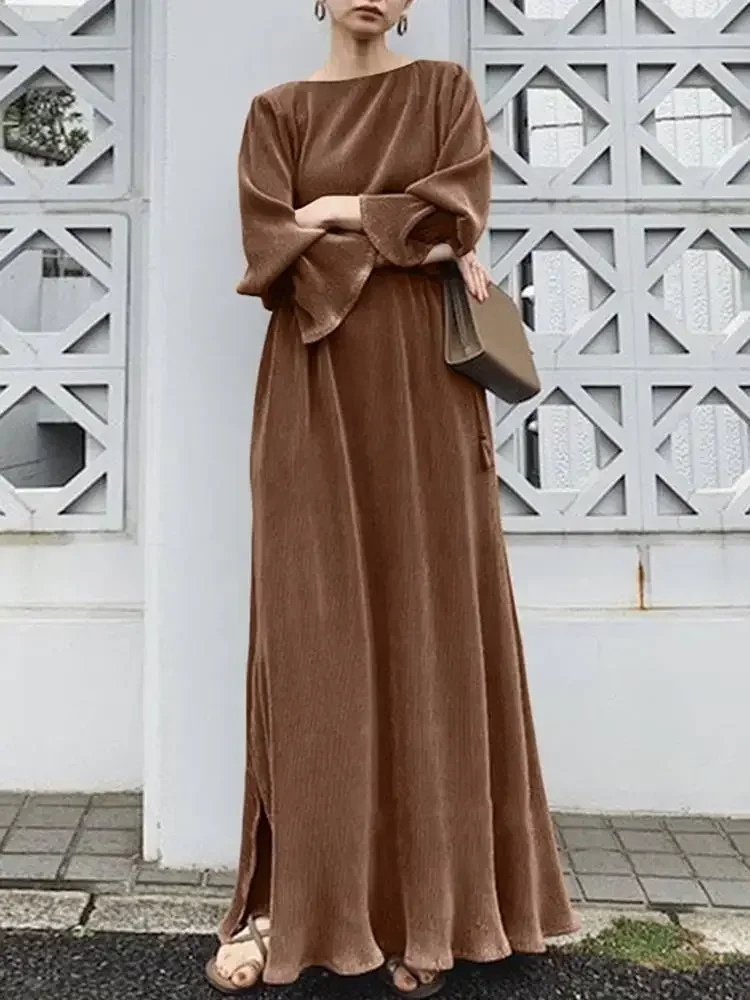 Musulmane Dubai Abaya Solid Abayas for Women Simple Ethnic Style Fashion Long Dress Muslim DressTurkey Islam Arabic Muslim Robe