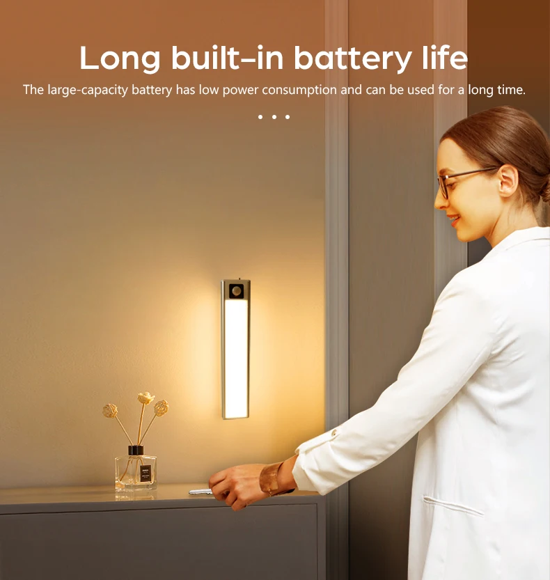USB Rechargeable Bar Light Hand Sweep Sensor/PIR Motion Induction Kitchen Stair Hallway Night Lighting 20cm/40cm Magnetic Mount