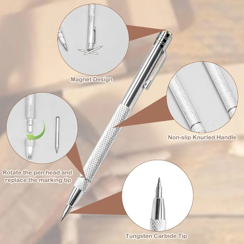 Wolframkarbid-Spitzenstift mit Rutschfestem Aluminiumgriff Präzisions-Gravierstift für Metall Holz Glas Keramik Schreibwerkzeuge – Detail 3
