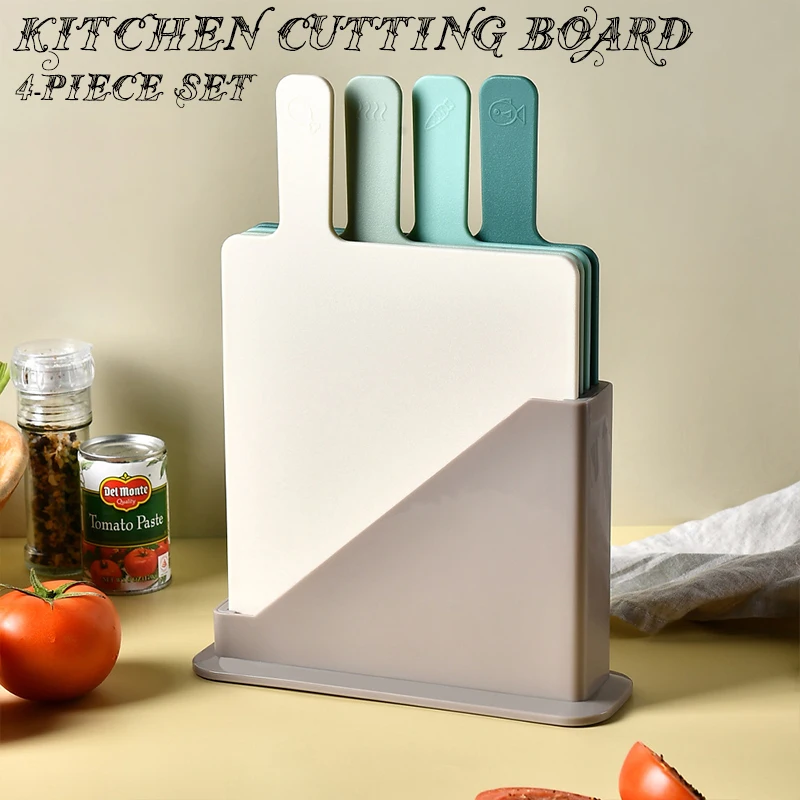 

4-Piece Set Food Grade Pp Material Non-Stick Anti-Slip Classification Complementary Food Chopping Board Convenient Storage