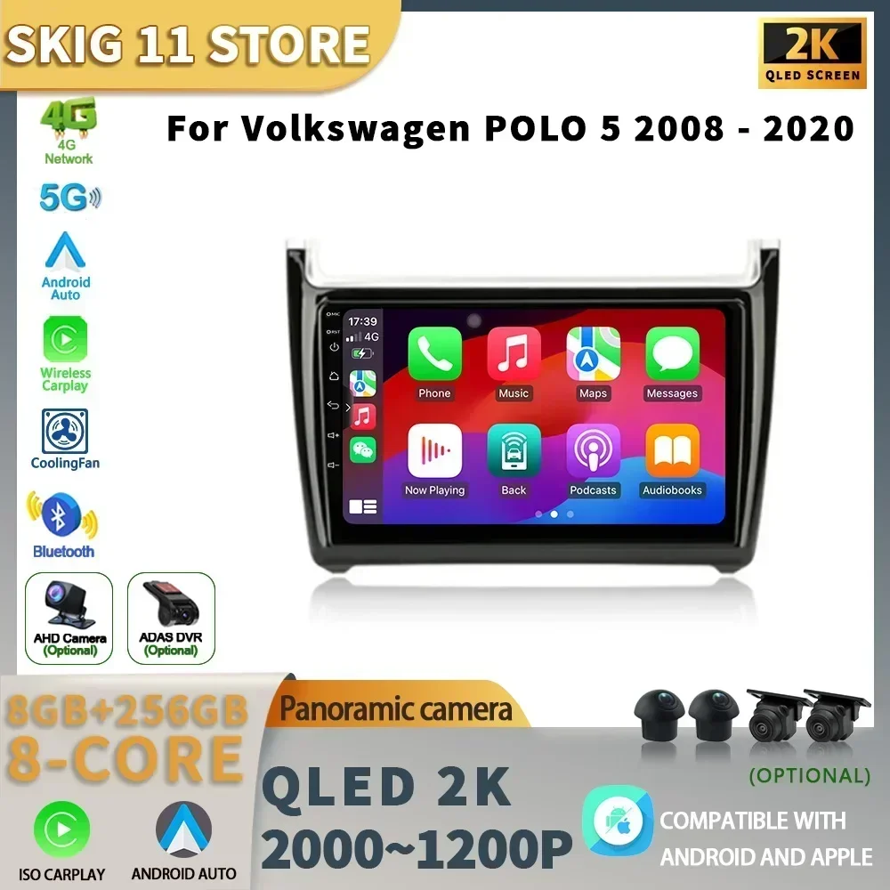 

Auto Car Radio For Volkswagen POLO 5 Year 2008-2020 Android 13 Wireless CarPlay Multimedia 4G GPS Navigation Stereo Screen