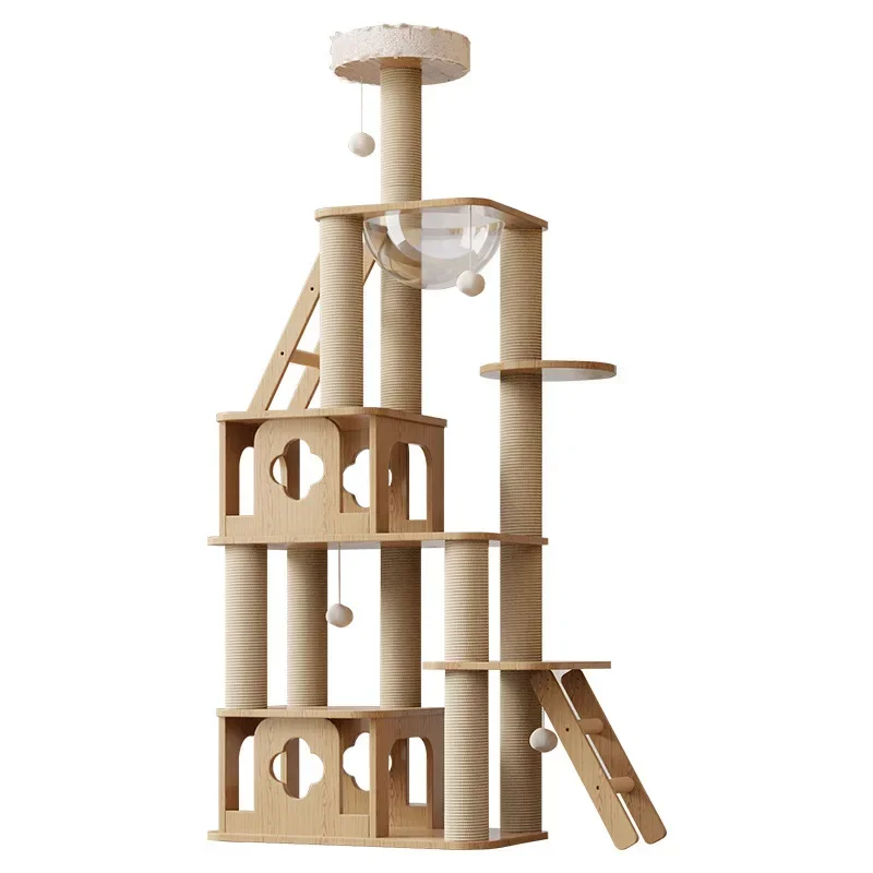 

8 Layer Cat Tree House Condos Wooden Cat Tower with Sisal Rope Cat Scratching Posts Climbing Frame