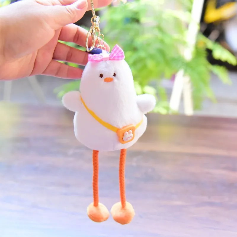 1Pcs Cartoon Cute Long Legs Chick Plush Toy Kawaii Little Yellow Chicken Doll Keychain Kids Couple BFF Backpack Charm Gifts