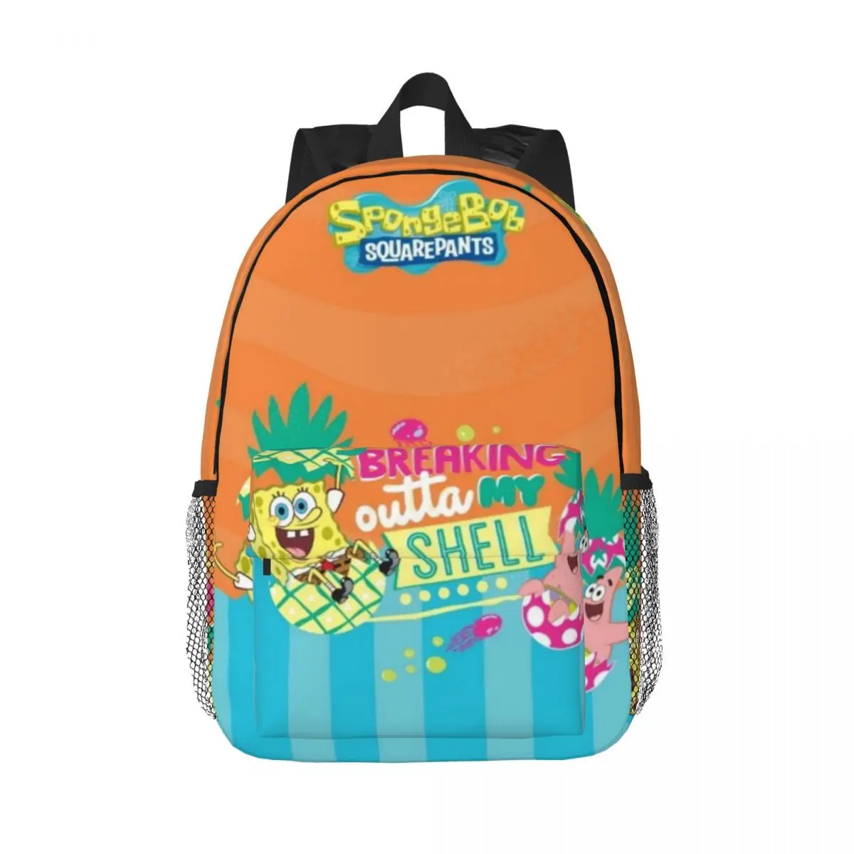 Spongebob 15-Inch Waterproof Backpack - Lightweight Travel Bag with Multiple Pockets for Organization