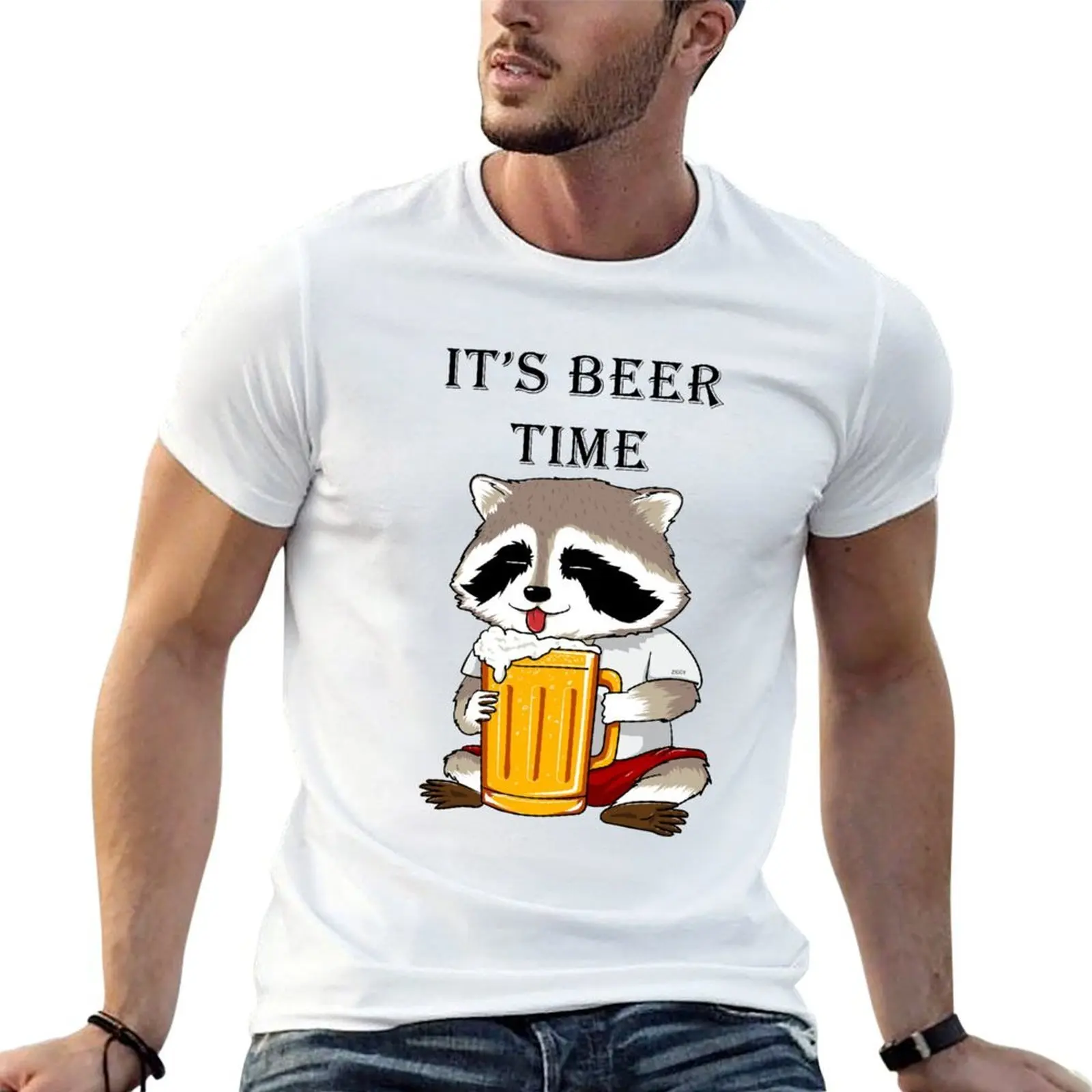 

Ziggy the Racoon - It's Beer Time T-Shirt man t shirt luxury man t shirts high quality luxury brand T-Shirt