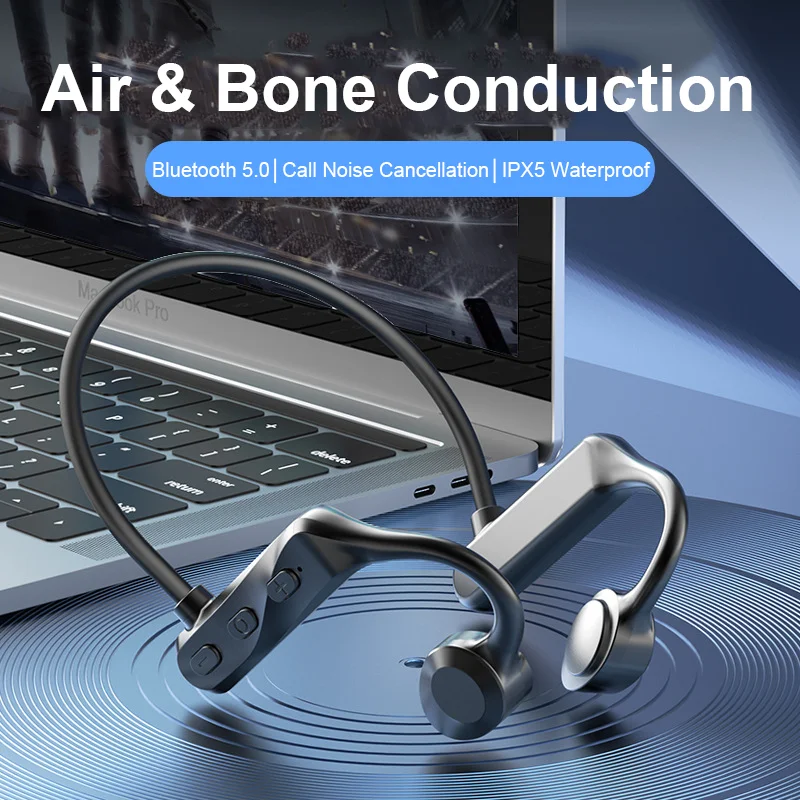 

Bluetooth 5.0 Bone Conduction Ear Mounted Wireless Earphones Low Latency IPX5 Waterproof Leak Proof Sound Outdoor Sports Earbuds