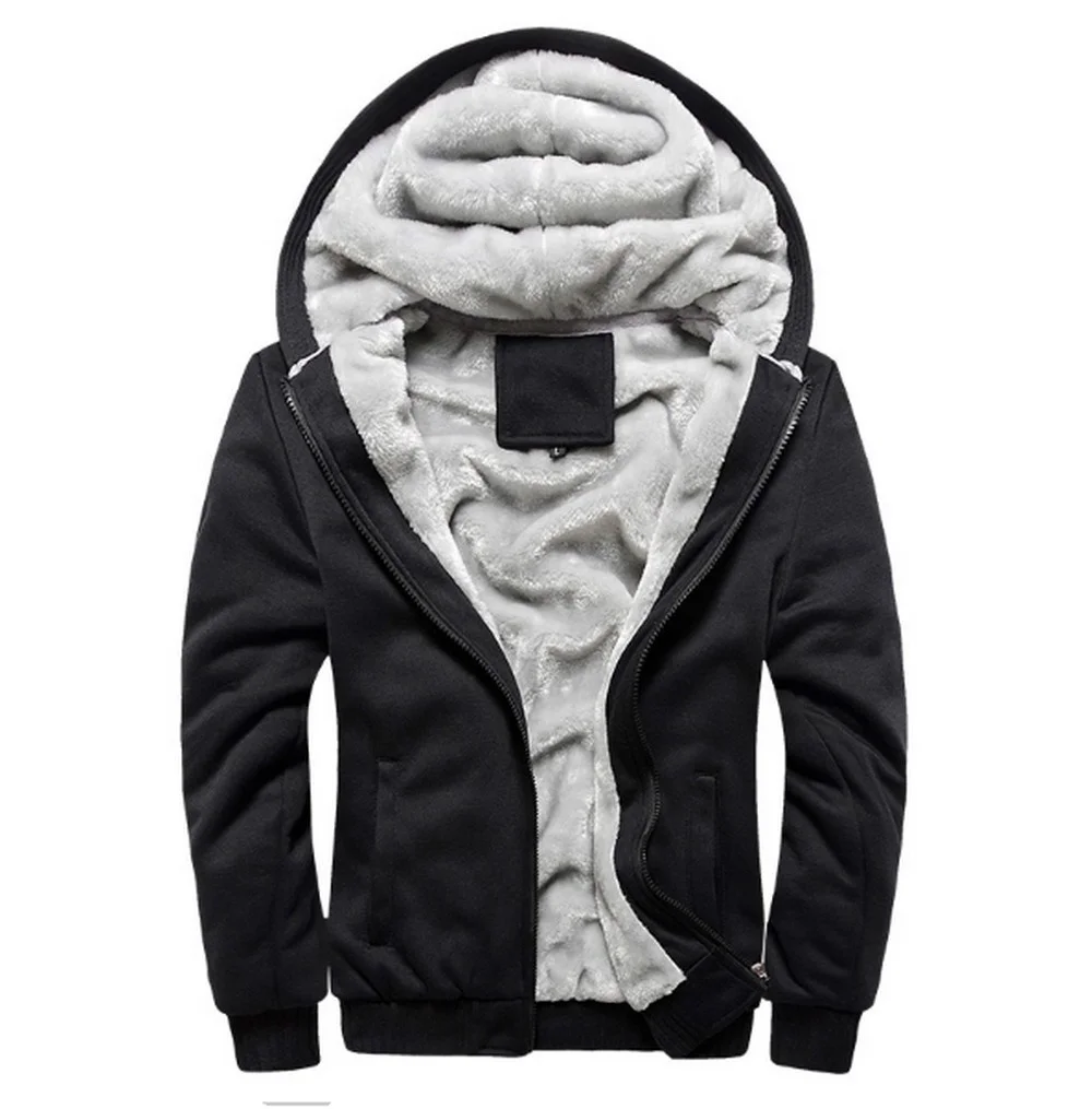 New Fleece Hoodies Thick Hooded Men's Winter Warm Coats Casual Cotton Mens Jackets And Coats Bomber Sportswear Plus Size