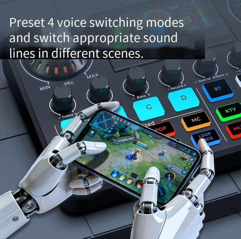 Live sound card digital folding display supports professional recording of musical instruments. Live K songs are suitable for Ti