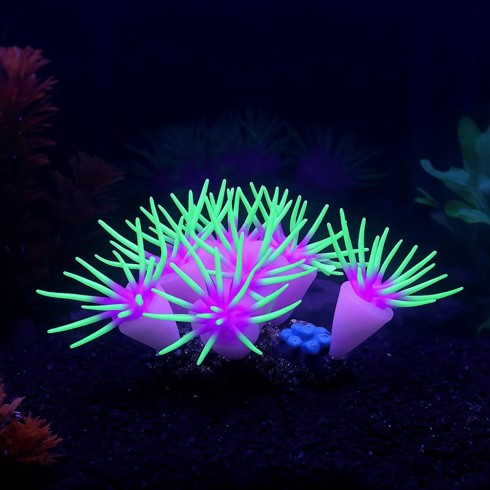 Украшение для рабочего стола, силиконовая имитация анемонов, мягкие нетоксичные водные растения, красочные декоративные аквариумы, ландшафтный дизайн, аквариум