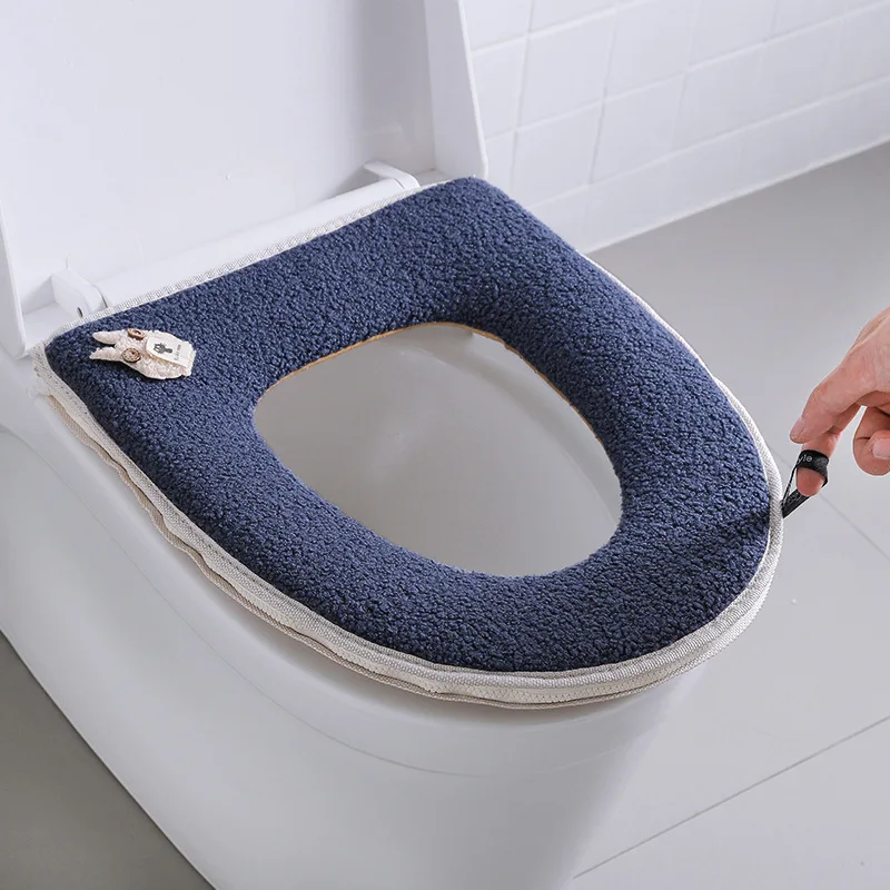 Toilet Seat Cushion Cute Teddy Velvet Toilet Cushion Zipper Models Toilet Seat Toilet Cover Toilet Cover Gasket #2597