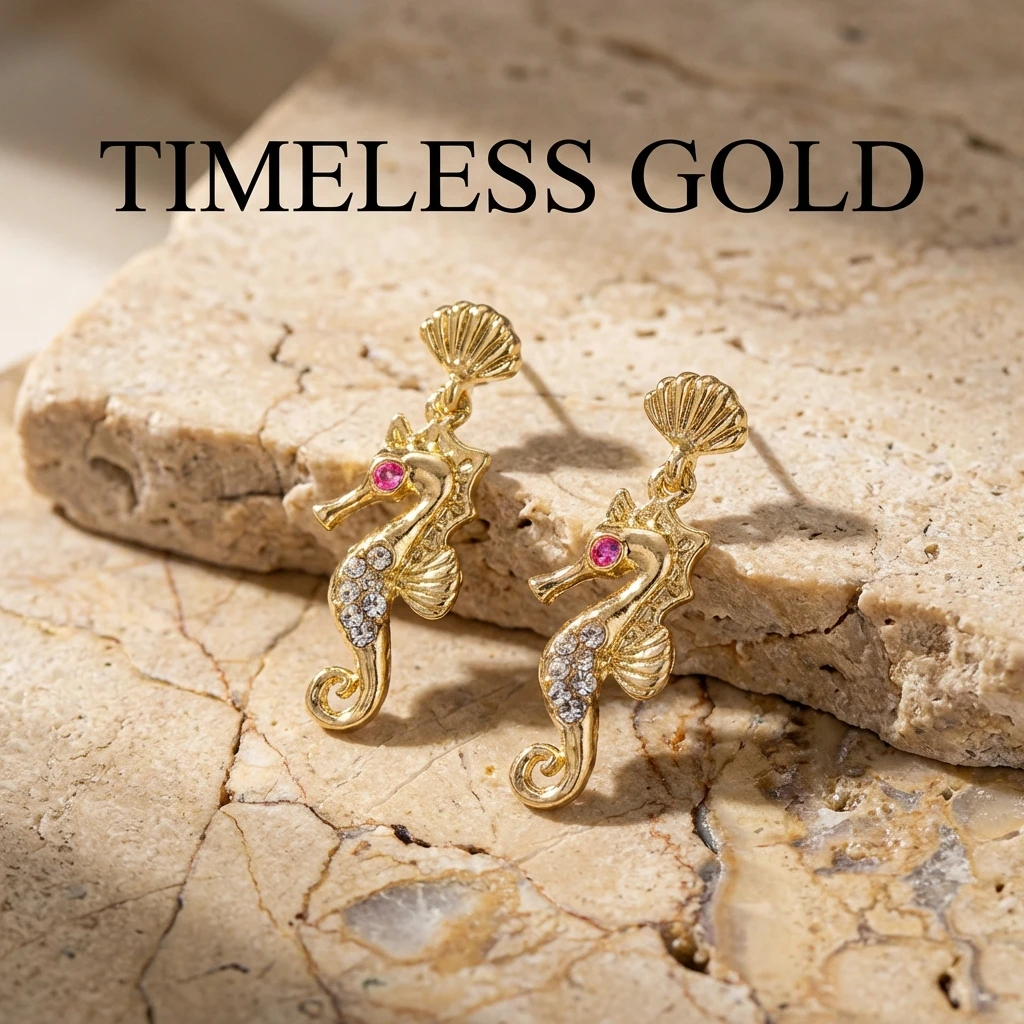 Elegante Rosa Klare Strass-Seepferdchen-Ohrhänger für Damen Goldfarbene Muschel-Ohrstecker Nautisches Ozean-Thema Schmuck Sommer-Geschenk – Detail 10