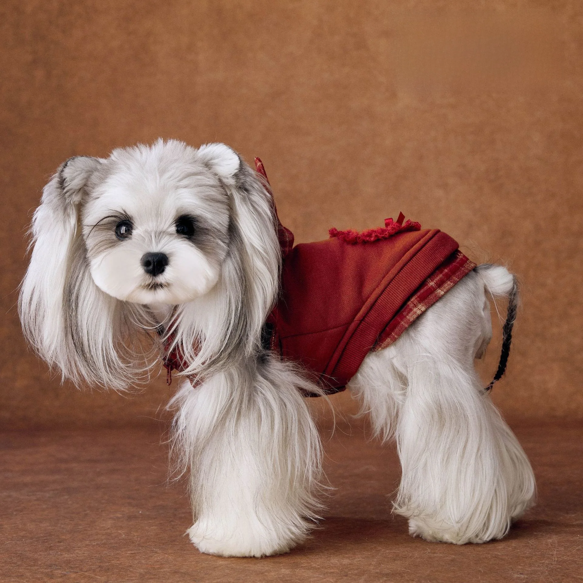 pet-dog-clothes-yorkie-maltese-pomeranian-schnauzer-bichon-teddy-autumn-winter-hoodie-warm-hygienic-cute-plaid-pattern-hand-wash