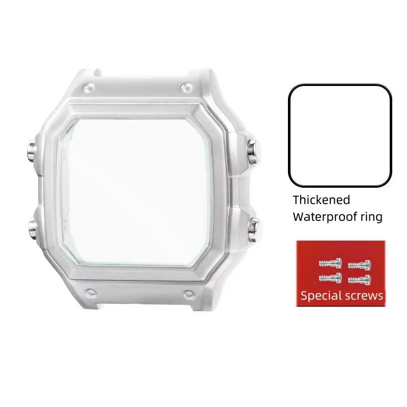 18mm For Casio AE1200 case mod kit Modified all metal 3299 AE-1200 bezel glass strap ring kit stainless steel AE-1300 case+strap
