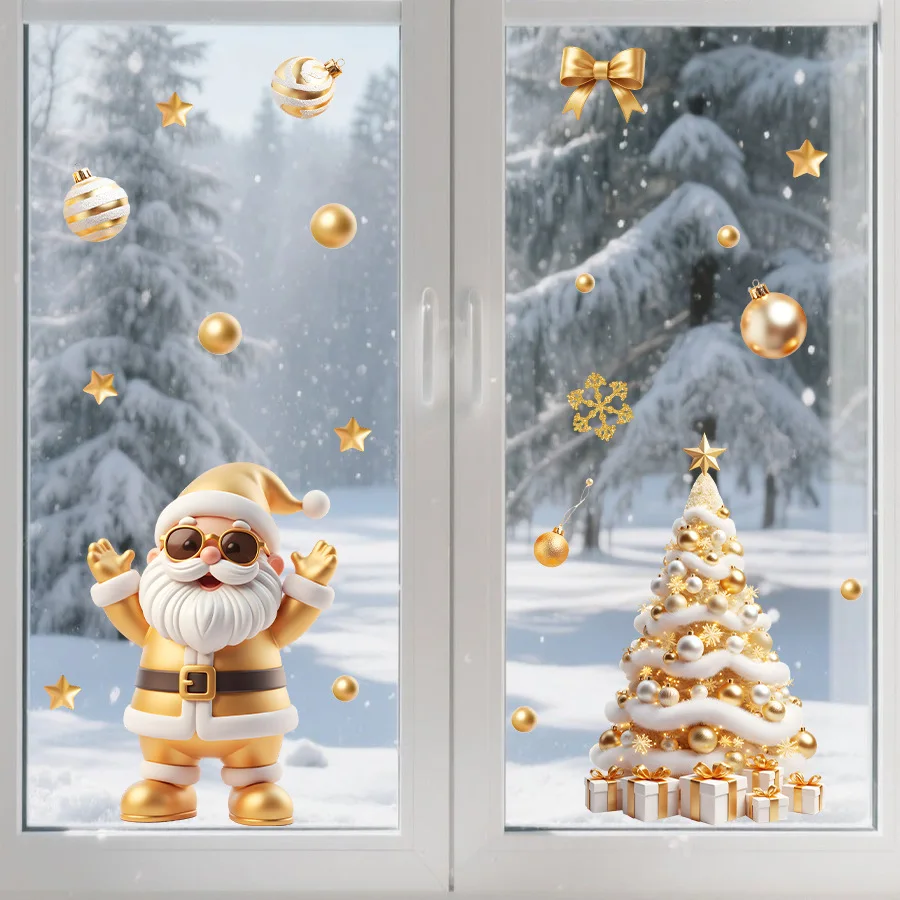 Christmas Window Stickers Christmas Decoration Stickers Snowflake Crystal Ball Santa Claus Festival Decorative Window Stickers