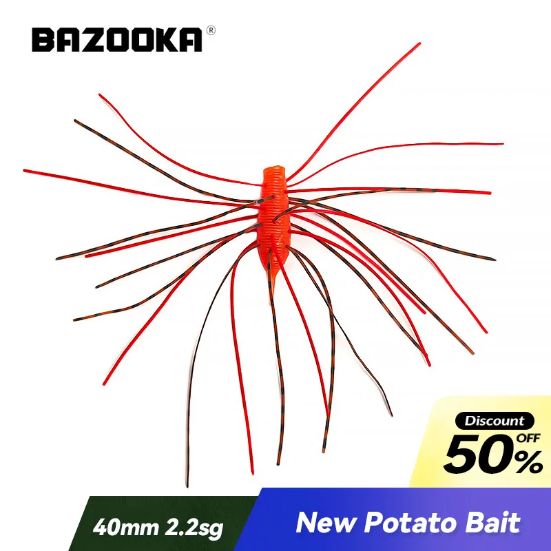 Bazooka 6 Stück 40mm/2,3g Angelköder Fliegende Puppen-Kartoffeln Swimbait Karpfenköder Silikon Soft Shad Wobbler JIG Wurm Bass Hecht
