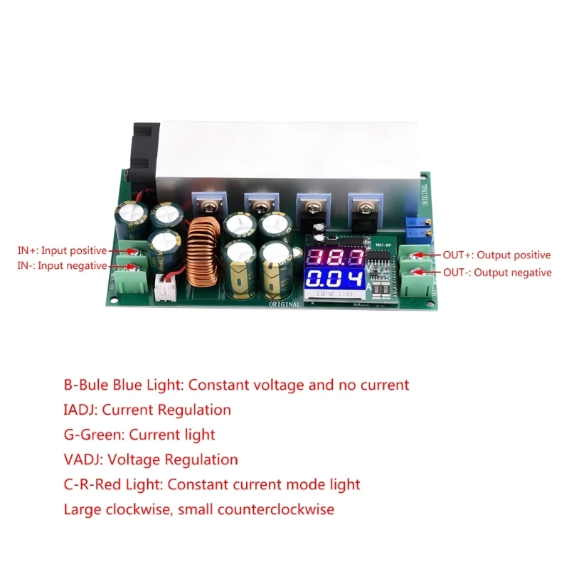 DC12-80V 20A AdjustableBucker Constant Current Constant with LED Display