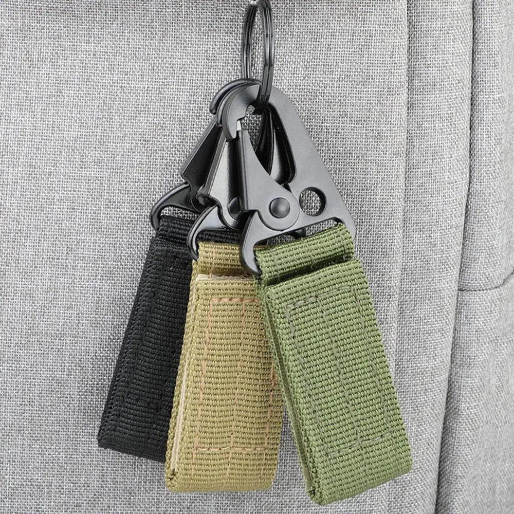 Keychain Metal Outdoor Hanging Nylon Webbing Belt Hook Buckle Olecranon Clasp Carabiner Backpack Accessory