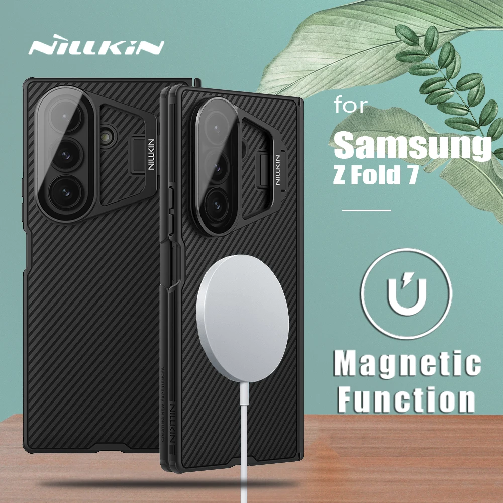

For Samsung Galaxy Z Fold 7 5G Magnetic Case Nillkin Lens Prop Shockproof Matte Transparency Camera Stand back Cover Protection