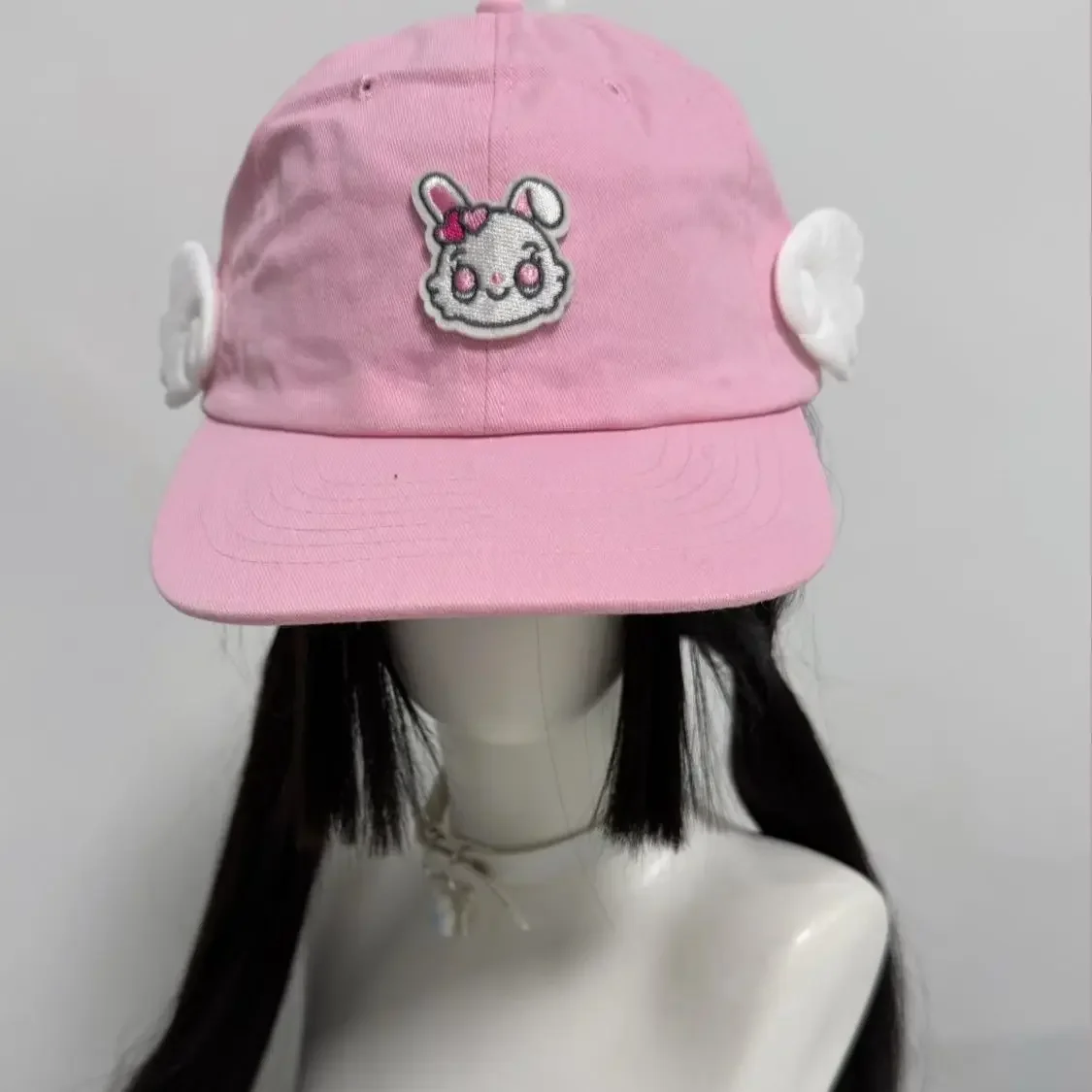 Y2K lovely rabbit Embroidery angel wings Baseball Hat pink Sunscreen Fashion Outdoor Hat Suitable for Men and Women for Daily Le