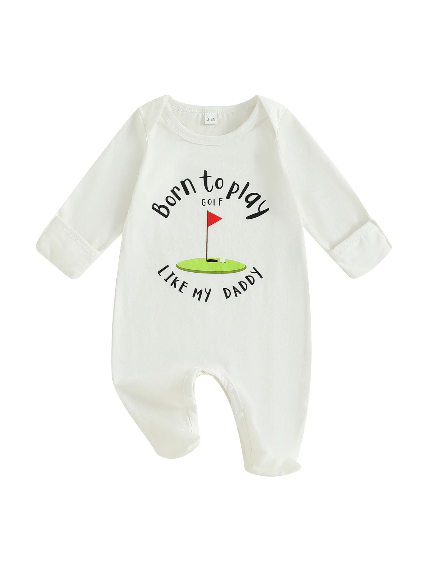 

Infant Boy Outfit with Cute Animal Print Long Sleeves and Round Neckline - Newborn Footed Pajamas for Sleep and Play