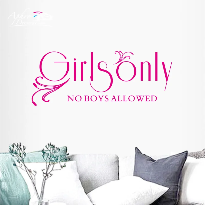 Funny Girl Room Door Decal Girls Only No Boys Allowed Except Dad Room Door Wall Stickers Vinyl Art Decals Wallpaper
