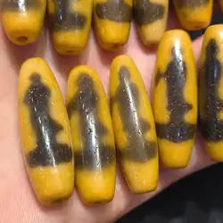 1pcs/lot natural multi-pattern old agate dzi Black yellow Old material Weathered horseshoe lines Accessories jewelry Rare breeds