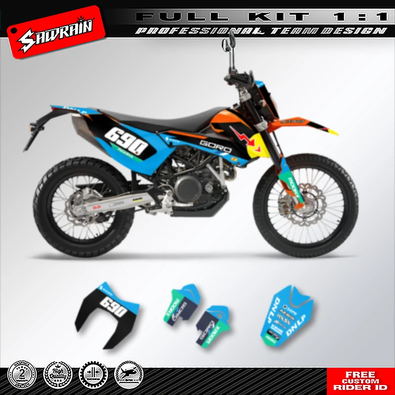 

Sawrain Motorcycle Graphics Backgrounds Decals Stickers Kit Number Name Custom For KTM 690 ENDURO 2008 2009 2010 2011 001