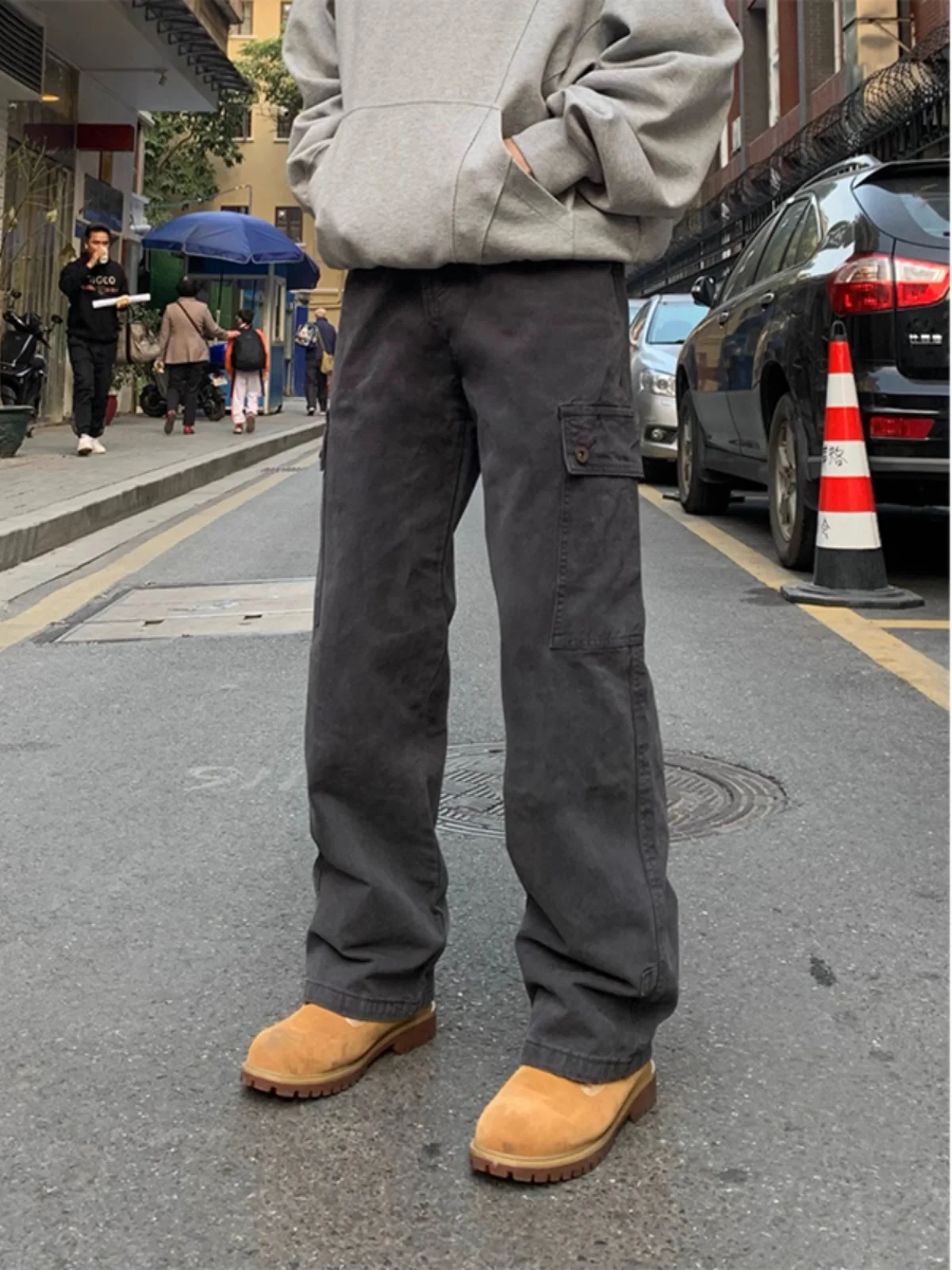 

Vintage Waed Loose Straight Leg Workwear Pants American Commuter High Street Jeans Men's plus Size Youthful Energy Sle