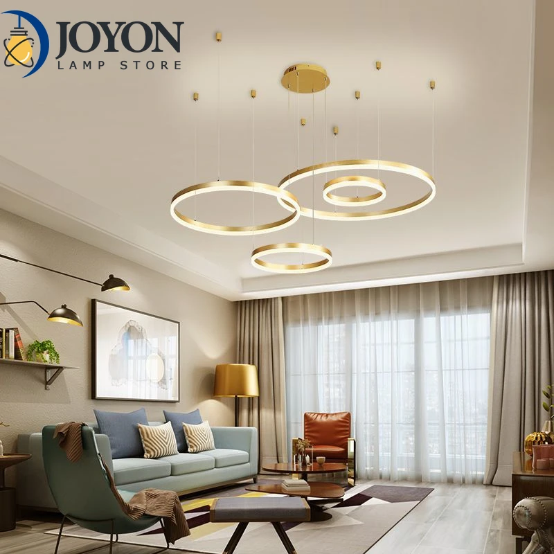 

Modern Aluminum 3 Rings 4 Rings Ceiling Chandelier Acrylic Aluminum Body Indoor Lighting for Living Room Bedroom Foyer