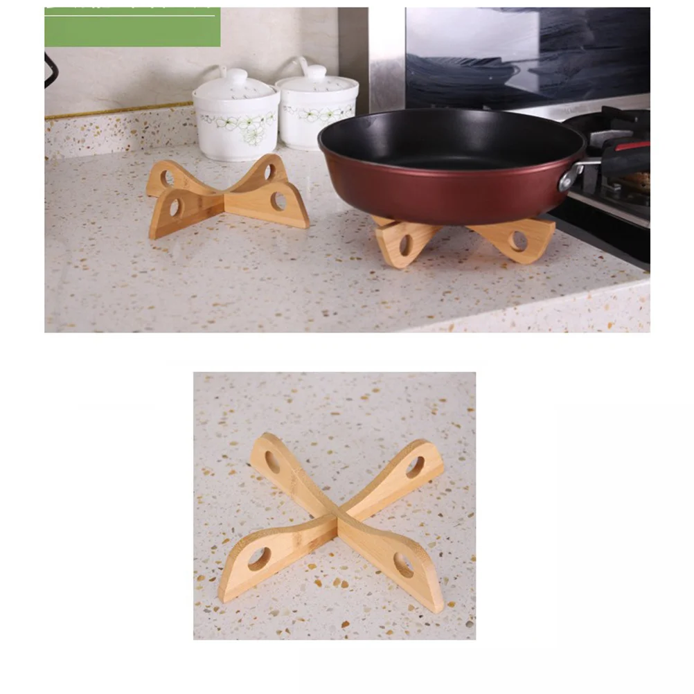 1pc Wooden Dish Rack Tableware Bottom Plates Shelving Racks Tray Cross Pot Rack Kitchen Accessories Wood Dish Rack
