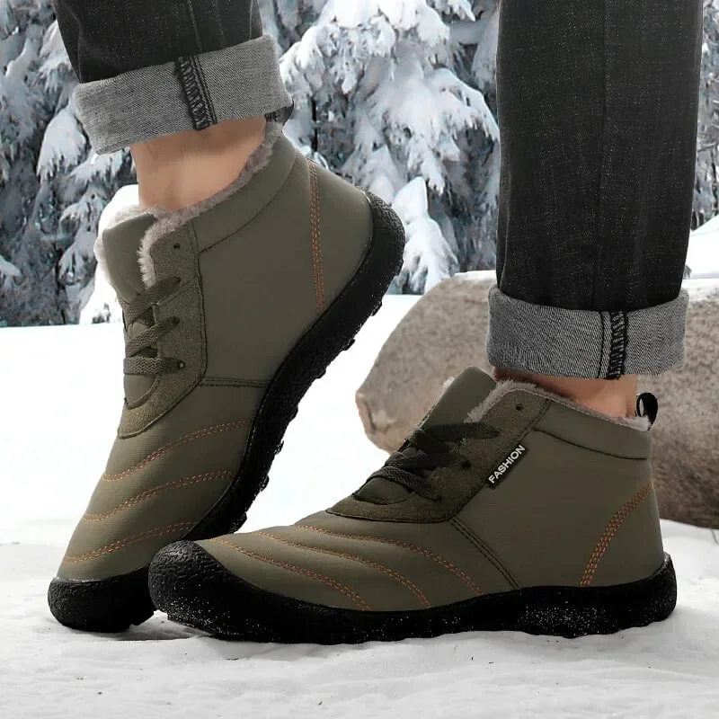 Stivaletti Stivali da neve invernali da uomo Alla moda Outdoor Mid High Top Scarpe di cotone nero Suola in gomma Scarpe sportive invernali retrò