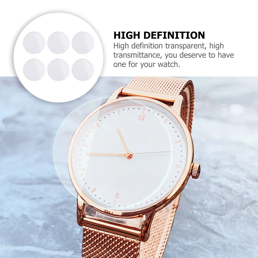 

6 Pcs Watch Glass Lens Parts Flat Replacement Replaceable Repair Tool Screen Protector Crystal Transparent