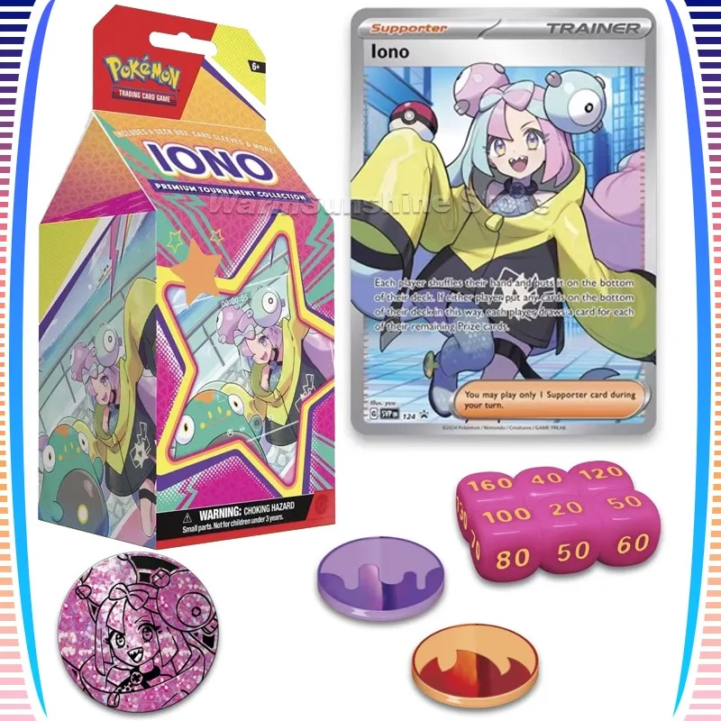 Original US Version Pokemon Card PTCG Iono Premium Tournament Collection Gift Milk Box Anime Game Trading Cards Children Toys