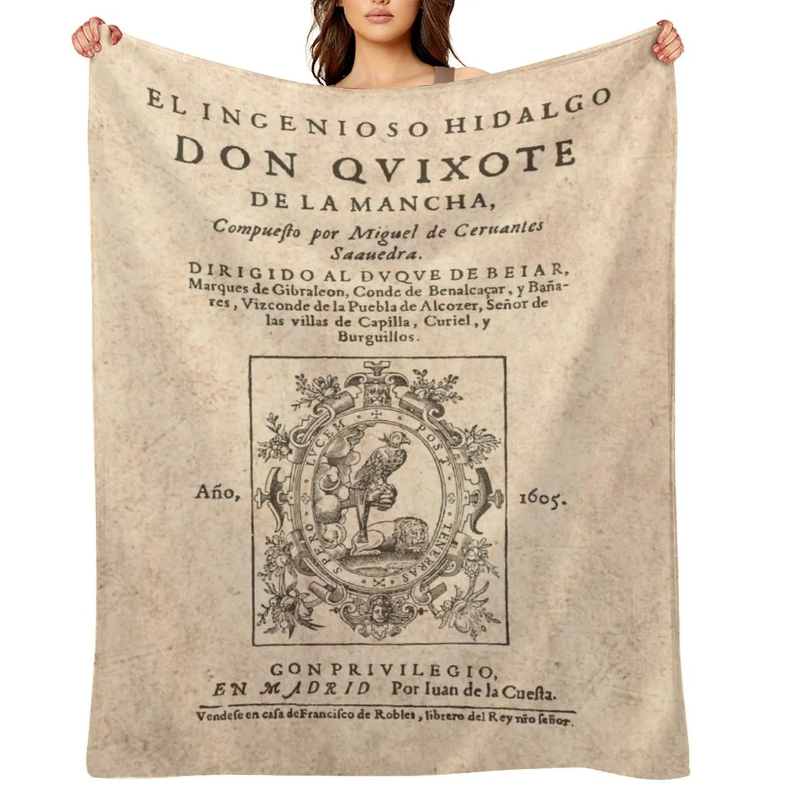 

Cervantes, Don Quijote de la Mancha 1605 Throw Blanket Travel Hairy Large Thins Blankets