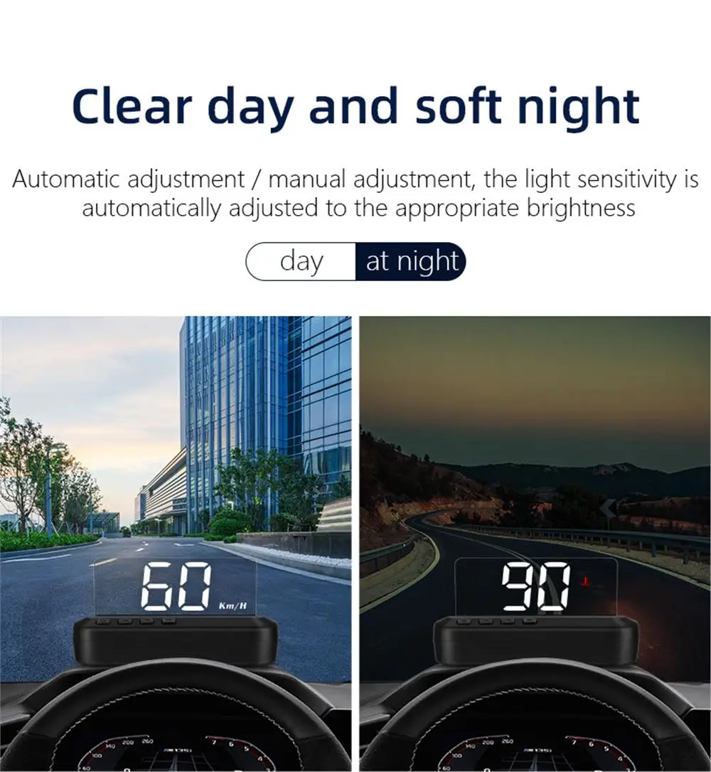 C100 OBD2 HUD Spiegel Head-Up-Display Digitaler Geschwindigkeitsalarm Wassertemperatur-Voltprojektor mit KM/H MPH Fahrzeugelektronik-Zubehör – Detail 21