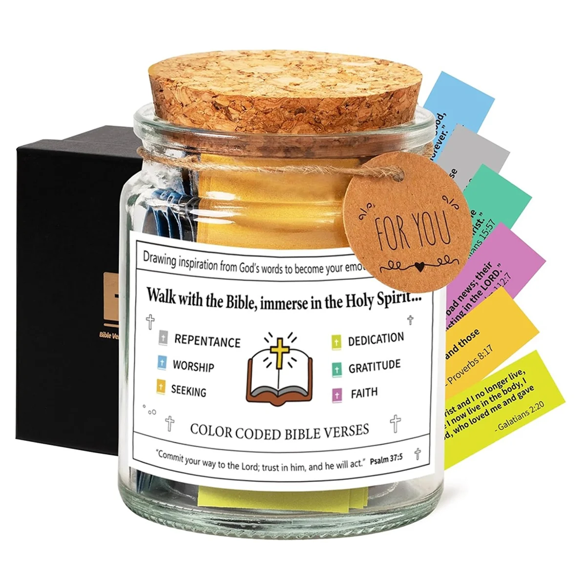 Bible Verses in A Jar,Read Me When Bible Verses Jar for Emotions and Feelings,Glass Scripture Prayer Jar with Coloring B