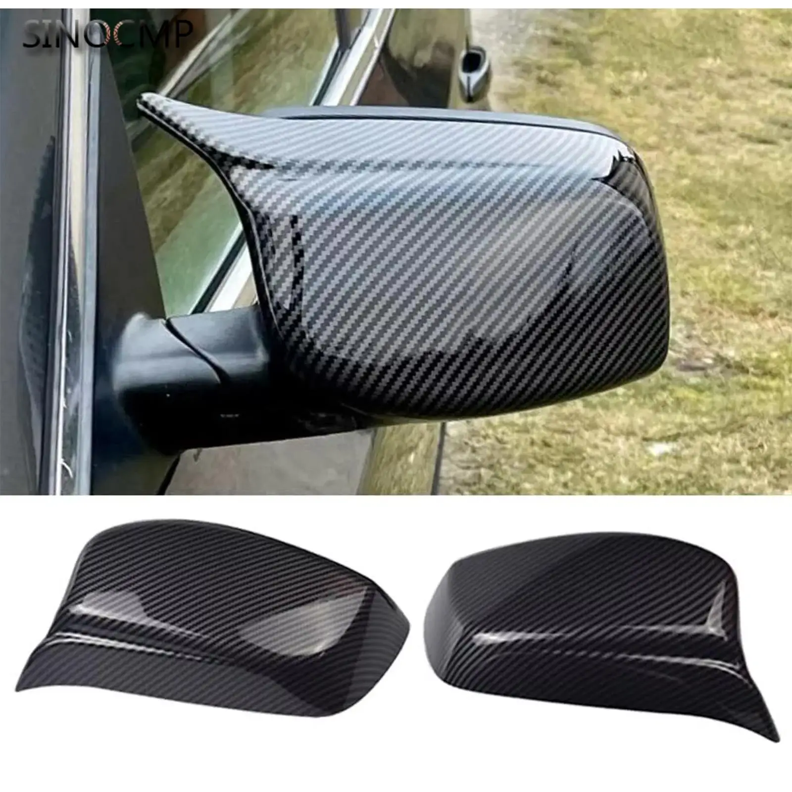 

2PCS Rear Wing Mirror Cover Cap 51167078359 51167078360 For BMW 5 Series E60 E61 E63 E64 2003-07 Carbon Fiber Mirror Parts