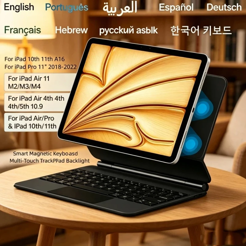 For iPad Keyboard Case Trackpad Backlit Magnetic for iPad Air 11 M2 M3 M4 Gift