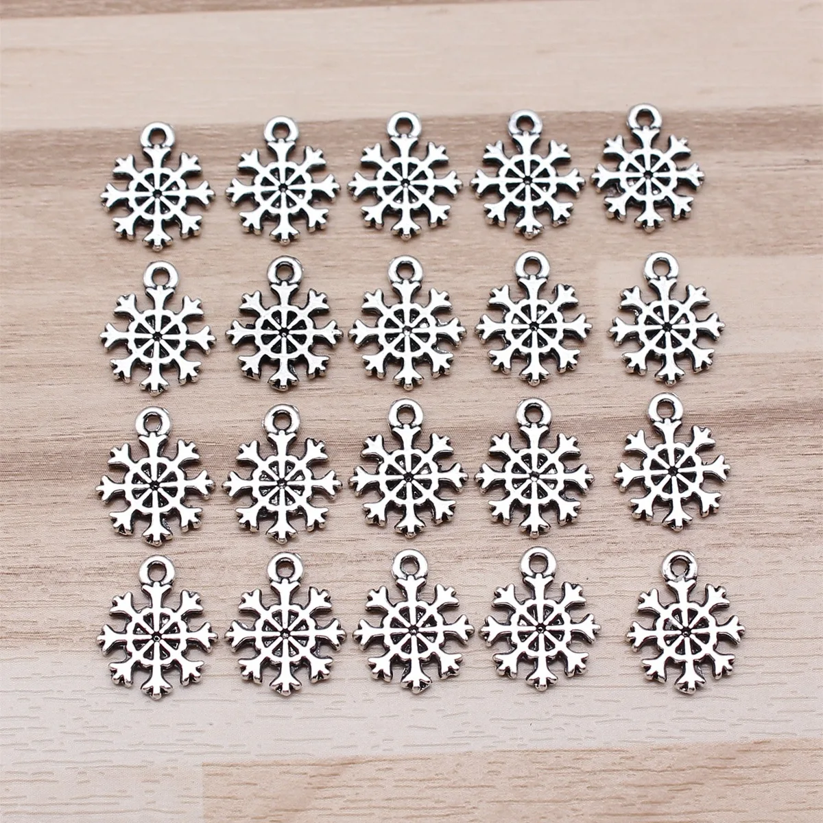 IFOCUS 20pcs/Lot Snowflake Charms For DIY Jewelry Making Zinc Alloy 11x13mm/0.43x0.51inch