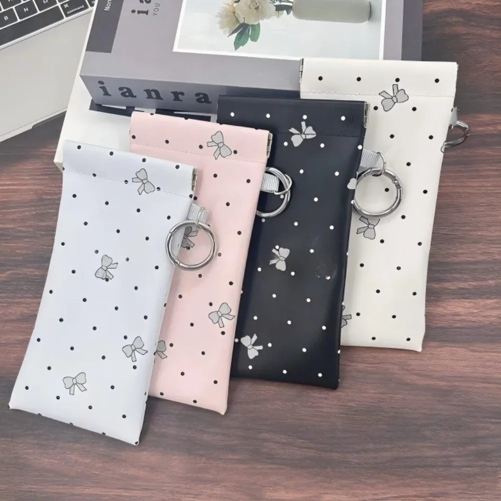 PU Leather Glasses Storage Bag Dot Bow Soft Myopia Glasses Case Waterproof Automatic Closure Sunglasses Protective Cover