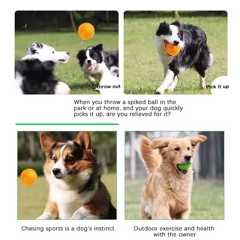 Hochelastischer TPR-Spielball für Hunde mit Noppen, Quietschend, Bissfest, Unzerstörbar, zur Zahnpflege, Interaktives Selbstspiel zur Linderung von Langeweile – Detail 7