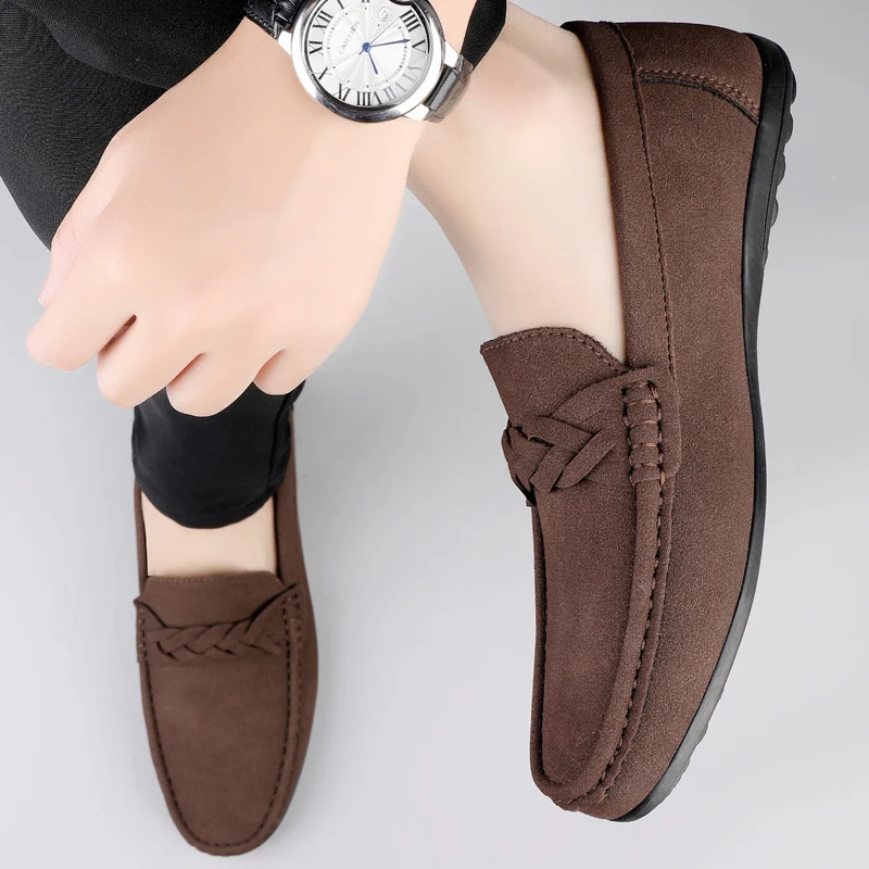 

Модная и повседневная обувь Lazy Bean, брендовая удобная деловая офисная обувь на плоской подошве, качественные мужские кожаные лоферы