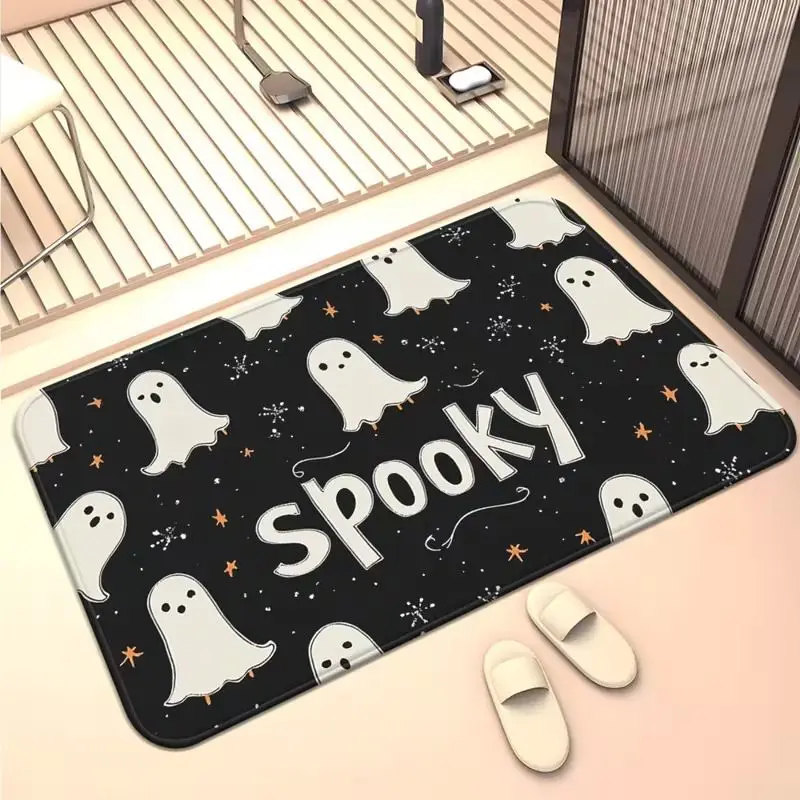 VIKAMA Halloween Square Rug Witch Pumpkin Castle Full Moon Area Rug Home Decor Holiday Aesthetic Art Premium Beautiful