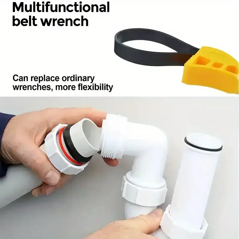 1Pc 6inch Belt Wrench Oil Filter Puller Strap Spanner Chain Wrench Strap Opener, Adjustable Disassembly Tool Automotive Tools