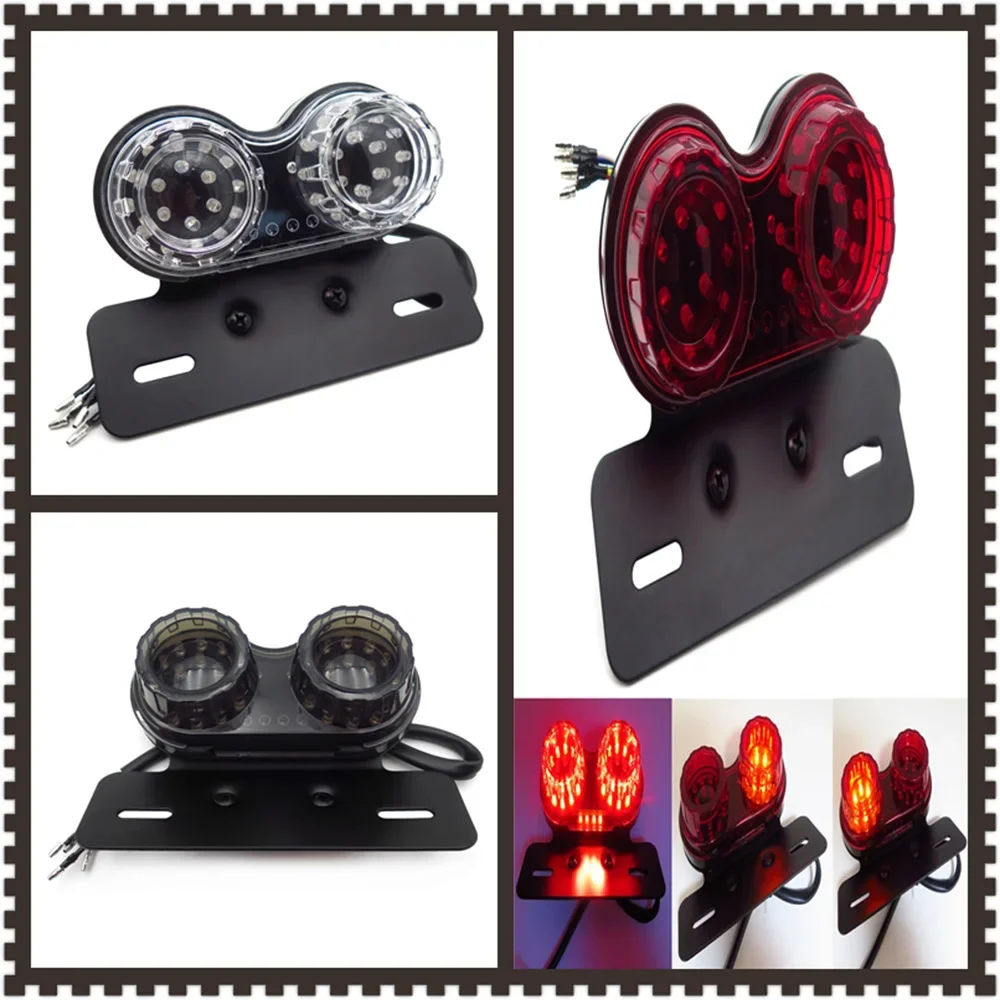 

Motorcycle Tail Light LED Turn Signal Brake Light w/ License Plate Holder Universal For Honda Harley Suzuki Bmw