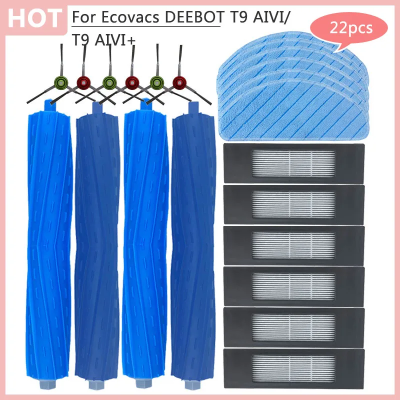 Para Ecovacs DEEBOT T9 AIVI accesorios para el hogar Robot aspirador T9 AIVI + filtro HEPA cepillo exfoliante fregona trapo piezas de Cepillo Lateral