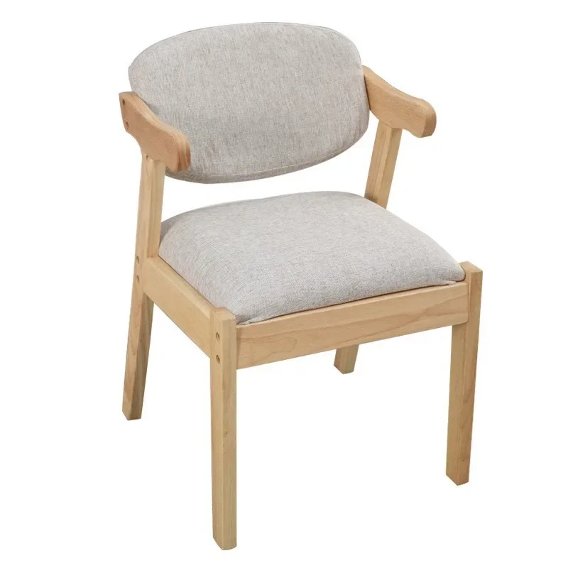 

Nordic solid wood leisure desk chair white home modern study back chair with armrests computer study chair